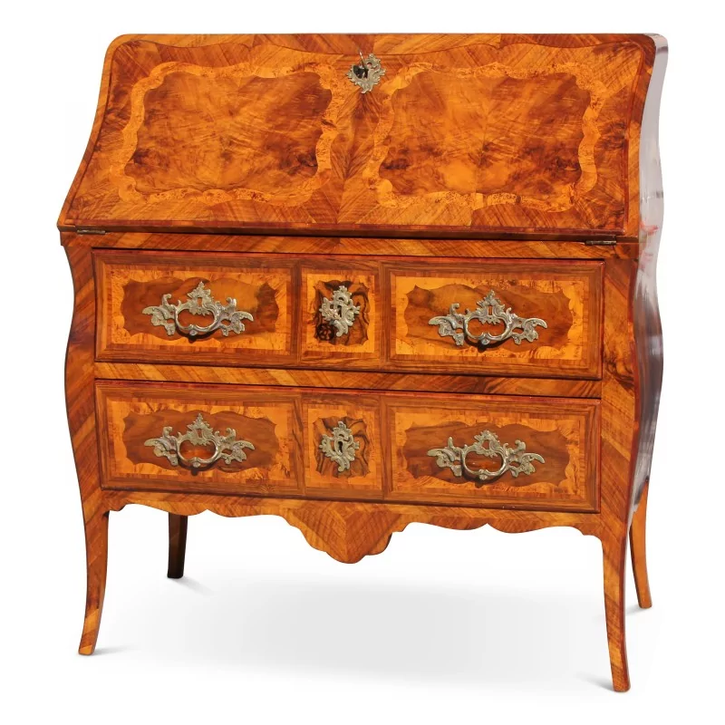 Kommode aus Holz mit Intarsienarbeit und zwei Schubladen. Frankreich, Ostfrankreich. - Moinat - Zylinderbureau, Sekretäre