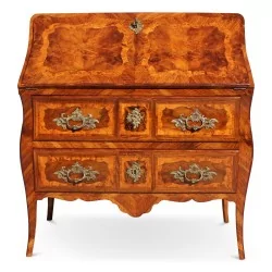 Kommode aus Holz mit Intarsienarbeit und zwei Schubladen. Frankreich, Ostfrankreich.
