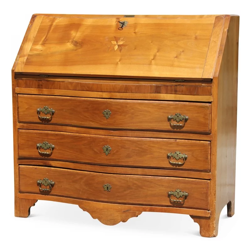 Bureau commode en noyer, trois tiroirs, Suisse. - Moinat - Bureaux cylindre, à abattant, Secrétaires