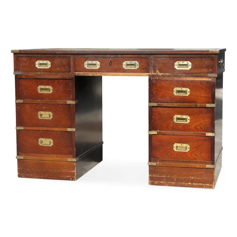 英国\"军用\"办公桌，桃花心木材质，黄铜把手。 - Moinat - 书桌