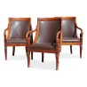 Mahogany gondola chair covered in brown leather. As is - Moinat - Armchairs