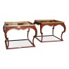 Table basse "Piedouche" en hêtre laquée couleur cuir craquelé "Cartier" - Moinat - Tables de salon