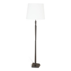 Luminaire "Cubiste" en bronze patiné avec abat-jour blanc