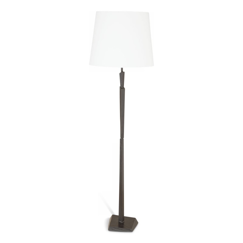 Luminaire "Cubiste" en bronze patiné avec abat-jour blanc - Moinat - Lampadaires (au sol)