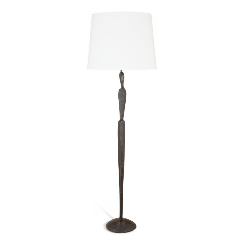 \"JUDE\" light fixture in patinated bronze with white lampshade. - Moinat - Standing lamps \"JUDE\" light fixture in patinated bronze with white lampshade. - Moinat - Standing lamps