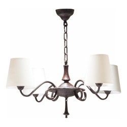 Luminaire "Vendome" en bronze patiné avec abat-jour blanc.
