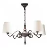 \"Vendome\" light fixture in patinated bronze with white lampshade. - Moinat - Chandeliers, Ceiling lamps