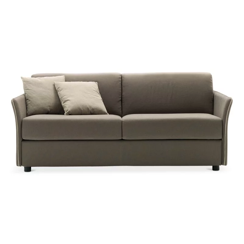 Canapé-lit trois places, matelas L 140 x P 200 cm, en tissu gris clair, très facile à utiliser - Moinat - Canapés
