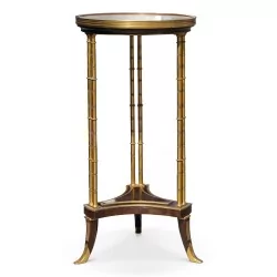 Pair of bronze and Amboyna burl pedestal tables, after Adam Weissweiller