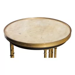 Pair of bronze and Amboyna burl pedestal tables, after Adam Weissweiller