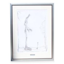 Lithograph \"The walking\" by Alberto Giacometti (1901-1966).