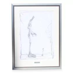 阿尔贝托·贾科梅蒂 (1901-1966) 的石版画\"行走\"。