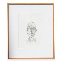 Lithographie \"Kopf eines Mannes\" von Alberto Giacometti (1901–1966).