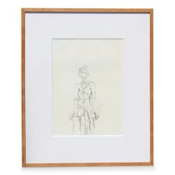 Lithographie \"Sitzende Frau\" von Alberto Giacometti (1901–1966).