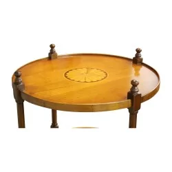 Tisch / Säulentisch aus Eibenholz. Zwei Platten. Englisch. Reproduktion.