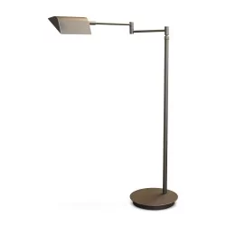 Reading lamp / floor lamp in dark brass with gold thread decor, halogen.