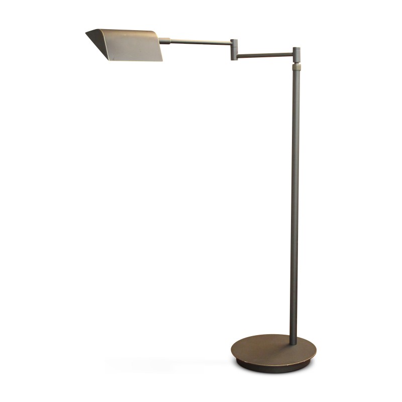 Reading lamp / floor lamp in dark brass with gold thread decor, halogen. - Moinat - Standing lamps
