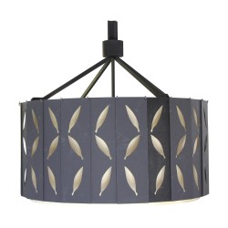 Wrought iron cylinder chandelier with \"Butterflies\" decor and lampshade by \"Pierre Bonnefille\"
