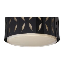 Wrought iron cylinder chandelier with \"Butterflies\" decor and lampshade by \"Pierre Bonnefille\"