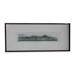Watercolor engraving \"View of Hong Kong\" drawn by LG Heat (1846).