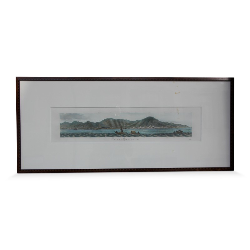 Watercolor engraving \"View of Hong Kong\" drawn by LG Heat (1846). - Moinat - Painting - Landscape