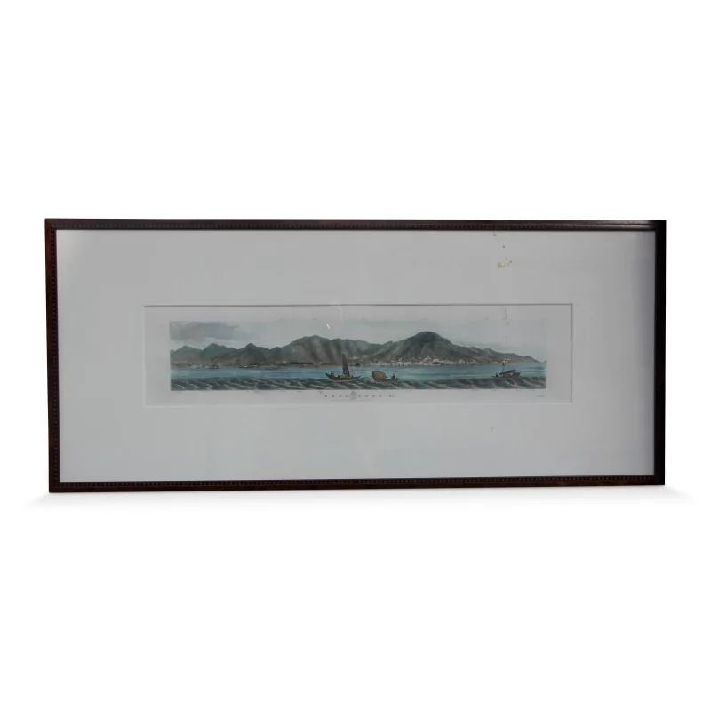 Aquarellstich \"Ansicht von Hongkong\", gezeichnet von LG Heat (1846). - Moinat - Gemälden - Landschaften