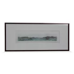 Watercolor engraving \"View of Hong Kong\" drawn by LG Heat (1846).