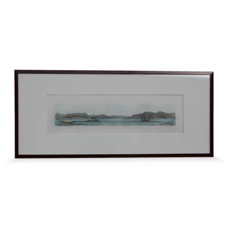 Aquarellstich \"Ansicht von Hongkong\", gezeichnet von LG Heat (1846). - Moinat - Gemälden - Landschaften