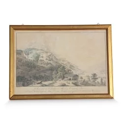 Gravure "Vue de la vallée d Oberhassli (Berne)" de Johann Ludwig Aberli (1723-1786)