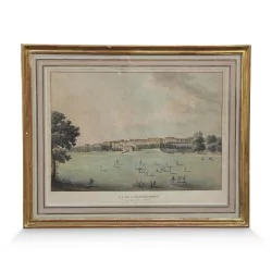 Engraving "Old town, Geneva cathedral" by Giovanni Salucci (1769-1845).