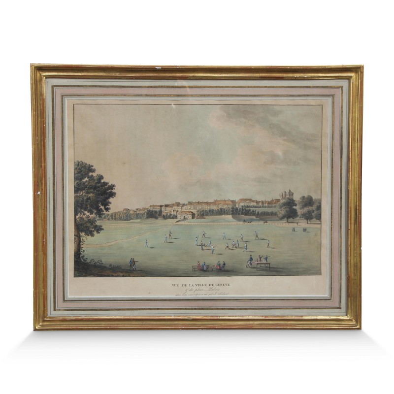 Gravure "Vielle ville, cathédrale de Genève" de Giovanni Salucci (1769-1845). - Moinat - Tableaux - Paysage