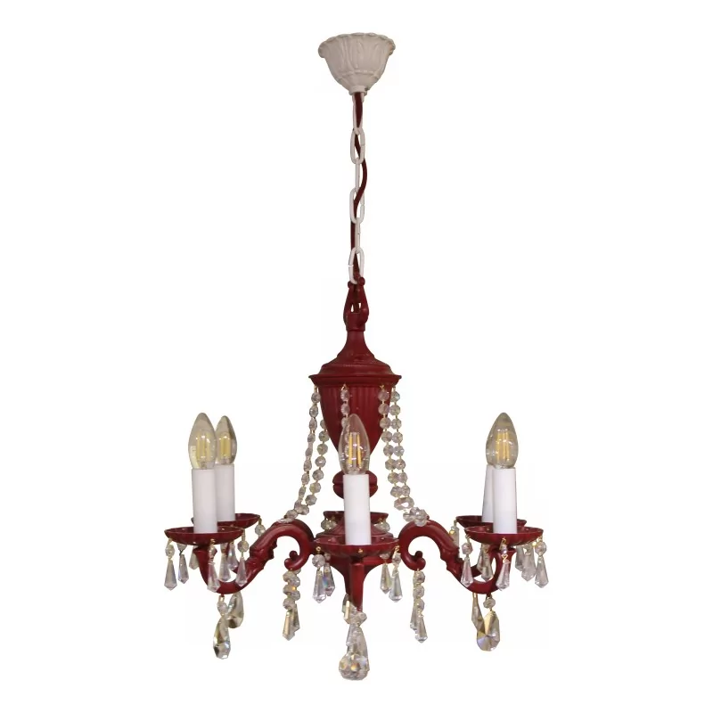 Lustre "TRUJILLO" rouge à cristaux avec 6 lumières E14. - Moinat - Lustres, Plafonniers Lustre "TRUJILLO" rouge à cristaux avec 6 lumières E14. - Moinat - Lustres, Plafonniers
