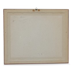Gravure colorée "Vue latéral du chateau de prangins, sur le lac de Genève,