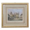 Colored engraving \"View of Switzerland, seen from the entrance to Nyon Castle\" - Moinat - Prints, Reproductions