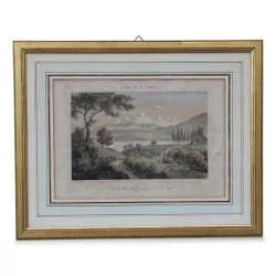 彩色版画\"瑞士景色，从尼翁附近拍摄的勃朗峰景色\"