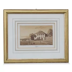 Kupferstich \"Nyon\", signiert von Samuel Weibel (1771–1846).