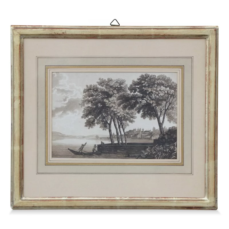 Гравюра Окатинта «Шато де Ньон». Около 1840 года. - Moinat - Гравюры