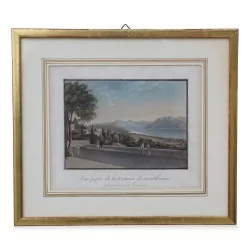 Colour engraving \"View taken from the terrace of Montbenon, promenade near Lausanne\".