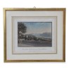 Gravure colorée "Vue prise de la terrasse de Montbenon, promenade près de Lausanne". - Moinat - Gravures