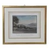 Colour engraving \"View taken from the terrace of Montbenon, promenade near Lausanne\". - Moinat - Prints, Reproductions