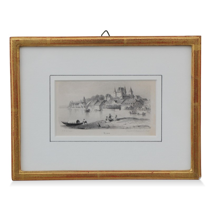 Gravure "Nyon" de C.C.A.Last et Steend.V.P.Blommerste s Hage. Vers 1900. - Moinat - Gravures Gravure "Nyon" de C.C.A.Last et Steend.V.P.Blommerste s Hage. Vers 1900. - Moinat - Gravures