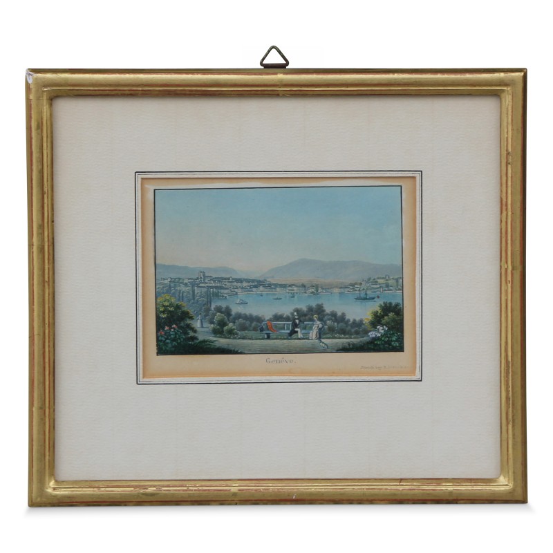 Gravure colorée "Genève" signée Zürich hey R. Dikenm. Vers 1900. - Moinat - Gravures Gravure colorée "Genève" signée Zürich hey R. Dikenm. Vers 1900. - Moinat - Gravures