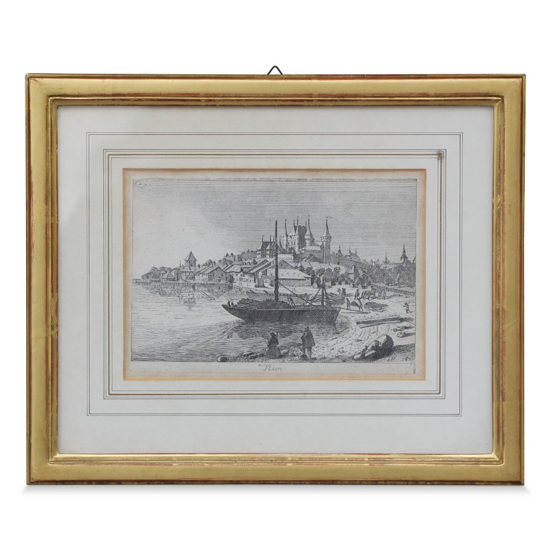 Gravure "Nyon, canton de Vaud". Vers 1900. - Moinat - Gravures Gravure "Nyon, canton de Vaud". Vers 1900. - Moinat - Gravures