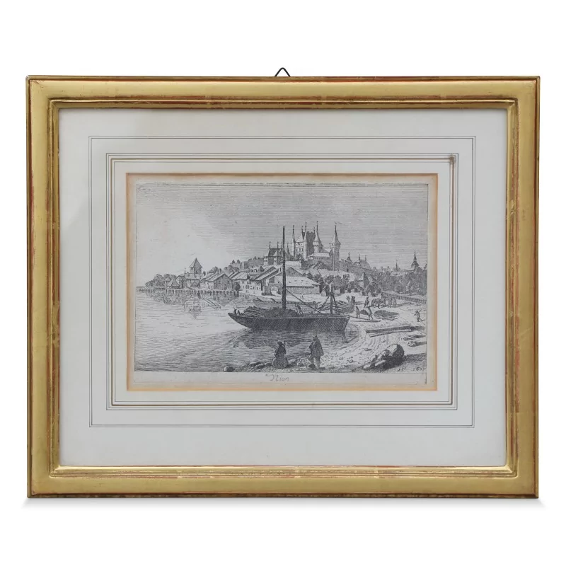 Гравюра «Ньон, кантон Во». Около 1900 года. - Moinat - Гравюры