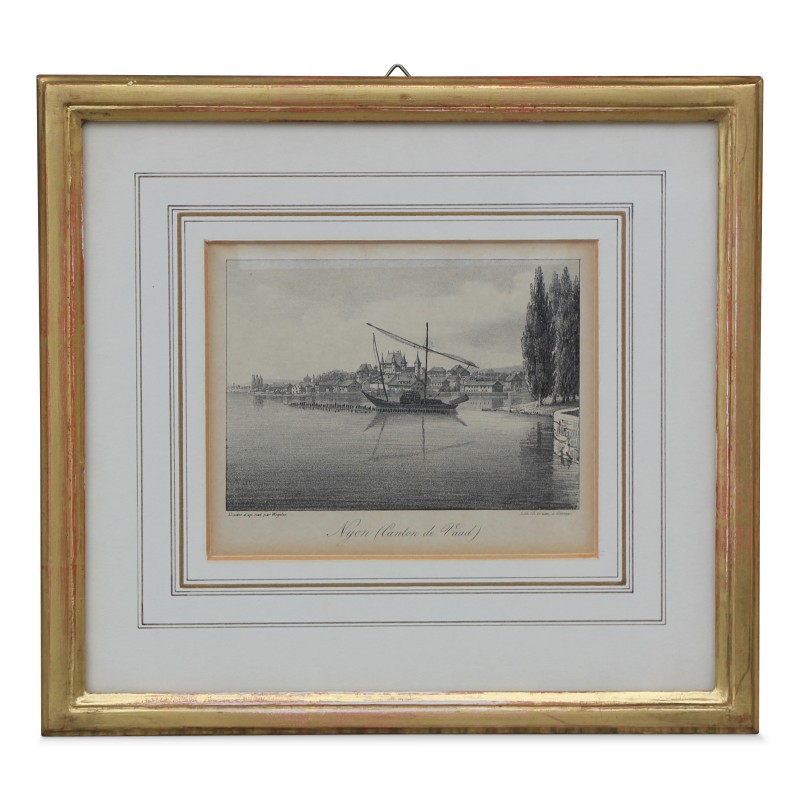 Gravure "Nyon, canton de Vaud". Vers 1900. - Moinat - Gravures Gravure "Nyon, canton de Vaud". Vers 1900. - Moinat - Gravures