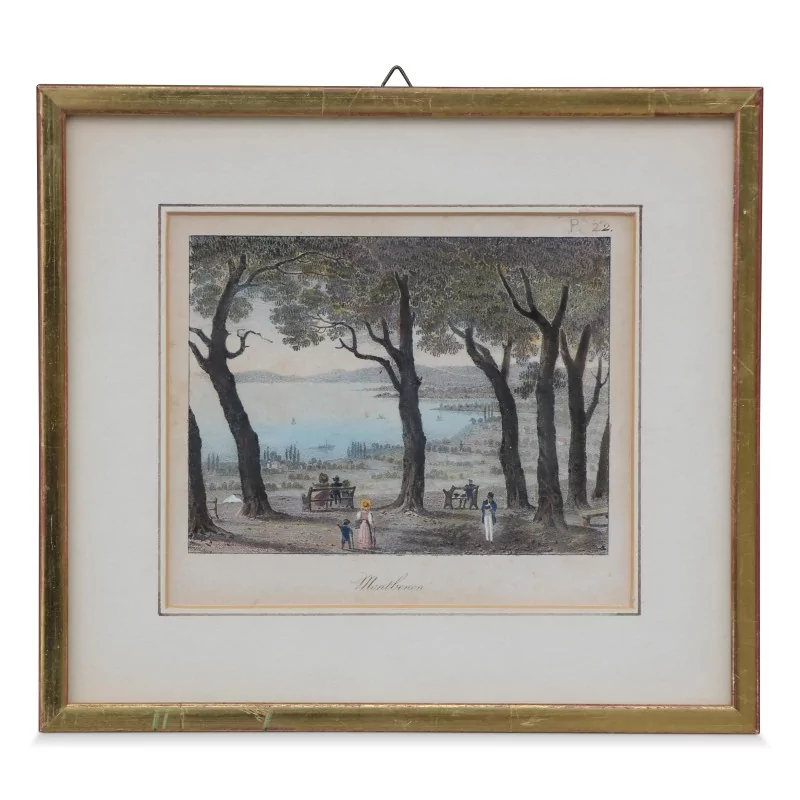 Colored engraving \"Montbenon\". - Moinat - Prints, Reproductions