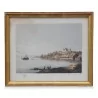 Colored engraving \"Nyon\" signed S. Morel. M. d Estampes in Geneva. Circa 1900. - Moinat - Prints, Reproductions