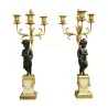 Pair of Louis XVI \"Aux putti\" candelabras in the style of Jacques-Francois-Joseph Saly - Moinat - Candleholders, Candlesticks