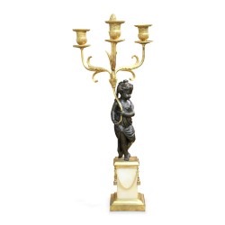 Paire de candélabres "Aux putti" Louis XVI dans l esprit de Jacques-Francois-joseph Saly