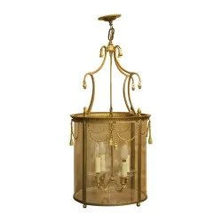 Louis XVI-Laterne \"Aux clochettes\" aus vergoldetem Messing, vierflammig.